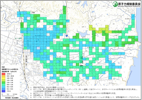 富岡町における走行サーベイ及び歩行サーベイの結果（2021年9月6日～8日測定）