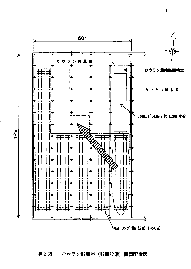 第２図　Cウラン貯蔵室（貯蔵設備）機器配置図