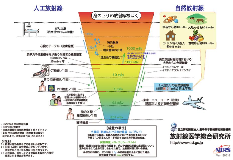 放射線被ばくの早見図