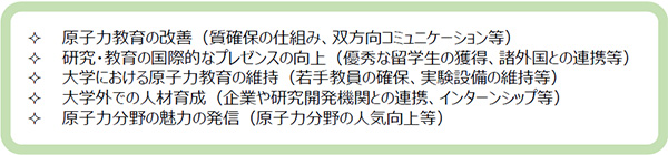 大学における原子力教育の質向上に向けて取り組むべき方向性例