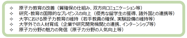 大学における原子力教育の質向上に向けて取り組むべき方向性例