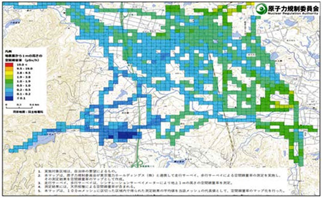 大熊町南側における走行サーベイ及び歩行サーベイの結果（2022年8月23日～25日、31日測定）