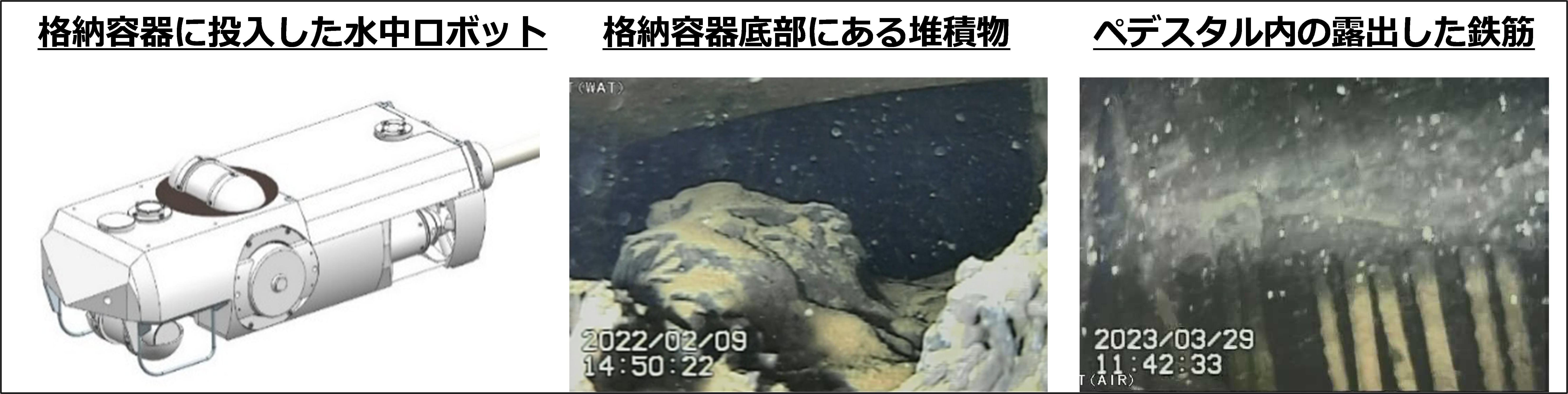 原子炉格納容器内部調査装置(水中ロボット)及び調査画像