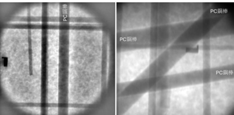 X線透過法によるPC鋼材の透過画像